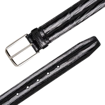 Mezlan Black Classic Genuine Lizard Belt AO11530.