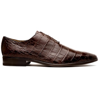 Marco Di Milano "Bon" Brown Genuine Alligator Lace-Up Oxford Shoes.