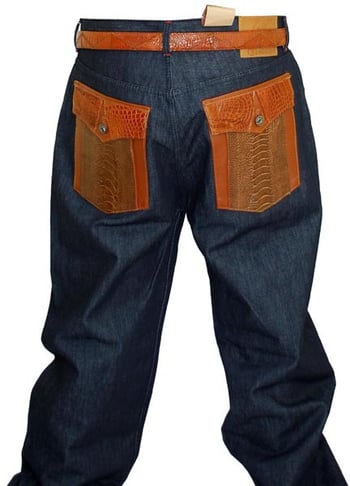 G-Gator Genuine Hornback Alligator / Ostrich Leg Jeans 0920