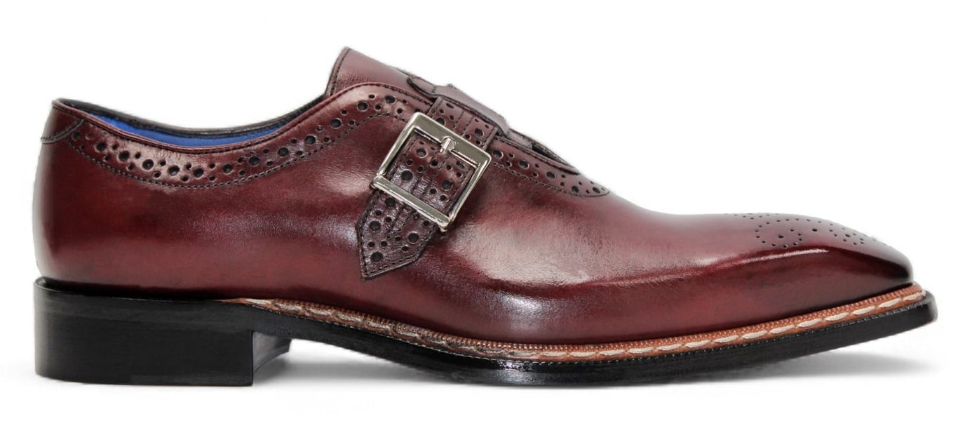Emilio Franco "Filippo" Burgundy Genuine Italian Calf Leather Monk Str