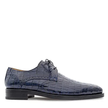 Mezlan "Golfo" Blue Genuine Crocodile Leather Derby Shoes 4967-F.