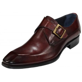 Duca Di Matiste "Massa" Brown Genuine Italian Calfskin Monk Strap Shoes.