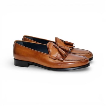 Duca Di Matiste Adam Leather Tassel Loafer Cognac Made in Italy