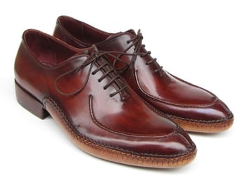 Paul Parkman 054 Burgundy Genuine Leather Handsewn Split-Toe Oxford Shoes