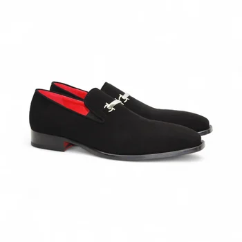 Emilio Franco Francesco Men's Black Genuine Suede Bit Loafer