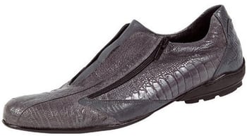 Mauri "Globe" 8802 Medium Grey Genuine Ostrich / Nappa Embossed Nappa Leather Dressed Casual Shoes With Zipper