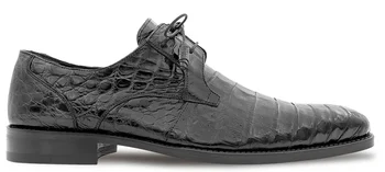 Mezlan Anderson 13584-F Black Genuine Crocodile Lace-Up Derby Shoes.