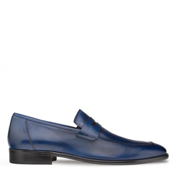 Mezlan Navy Genuine Calfskin Leather Penny Loafer E20243.