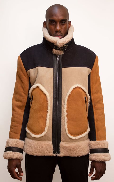 G-Gator Brown / Black Genuine Sheepskin Aviator Jacket 710.