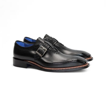Emilio Franco Filippo Italian Black Genuine Leather Monk Strap Shoes