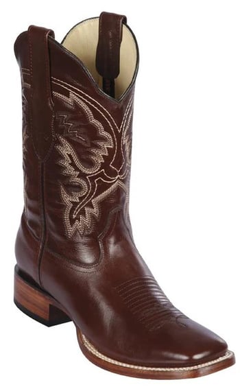 Los Altos Brown Genuine Pull Up Leather Wide Square Toe Cowboy Boots 8223807