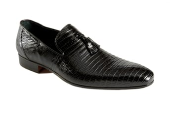 Mauri 4821/8 Black Genuine Lizard Loafer Shoes.