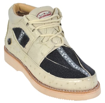 Los Altos ZA101105 Black/Bone Genuine Stingray and Ostrich Casual Shoes for Men