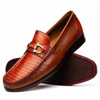 Marco Di Milano "Enzo" Cognac Genuine Lizard Loafer