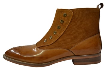 Giovanni "Kendrick" Whisky Canvas Fabric / Calfskin Ankle Spat Boots