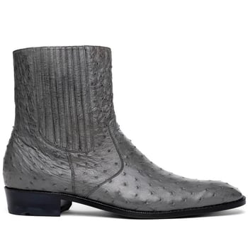 Marco Di Milano "Giorgio" Grey Serpentine Genuine Ostrich Quill Dress Boot