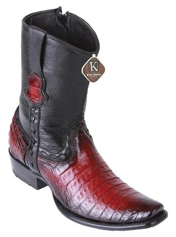 King Exotic Faded Burgundy Genuine Fuscus Caiman Belly Dubai Square Toe Cowboy Boots 479B8243