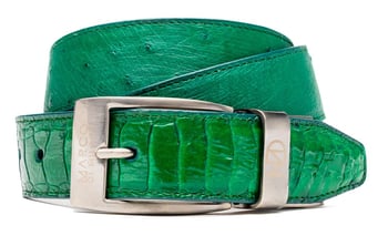 Marco Di Milano Alessio Belt Lemon Green Genuine Ostrich Exotic Belt