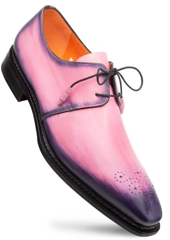 Mezlan "Principe" Pink Genuine Calfskin Leather Derby Shoes 20842.