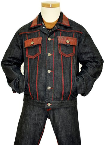 G-Gator Genuine Hornback Alligator Denim Outfit D10/O11-3