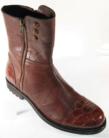 Mauri Cognac Genuine All- Over Alligator Side Zip Boots.