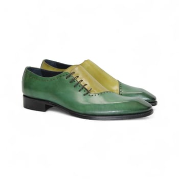 Duca Di Matiste Veroli Green / Olive Genuine Italian Calf Leather Crocodile Oxford Shoes