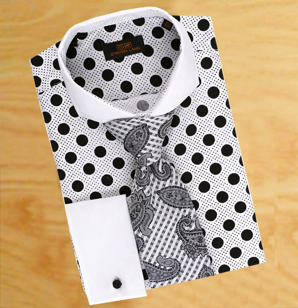 blue dress for baby girl Bond - Mod Button Down Cotton White Polka Dot Shirt - in Stock main image 0