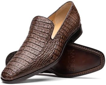 Marco Di Milano "Trento" Brown Genuine Caiman Crocodile Slip On