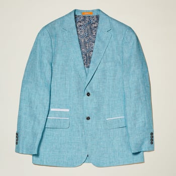 Inserch Aqua Blue Hand Woven Irish Linen Modern Fit Blazer 535