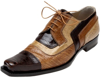 Mauri "Monaco" 44215 Sport Rust / Dark Dune / Corn All-Over Genuine Ostrich Leg Shoes