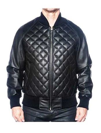 G-Gator 1060 Black Genuine Leather Quilted Front Baseball Varsity Jacket