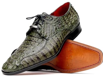 Marco Di Milano ''Apricena'' Green Genuine Caiman Crocodile Dress Shoes