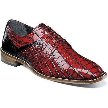 Stacy Adams Red Croc-Embossed Leather Lace-Up Oxfords Alario Wingtip Oxford-Red | Stacy Adams – Large Feet main image 2