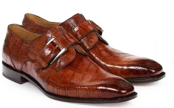 Mauri ''4853'' Burnished Gold Genuine Body Alligator Hand Painted Shoes With  Buckle.