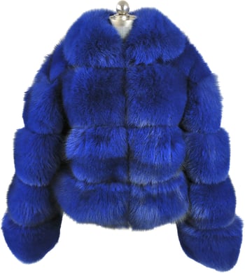 Winter Fur Ladies Royal Blue Genuine Fox Jacket Bomber W73S01RB.