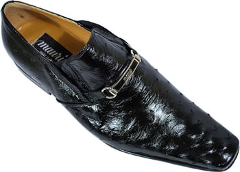 Mauri "Ally" 0225 Black All-Over Genuine Ostrich Shoes With Mauri Bracelet