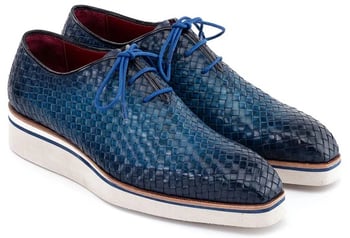 Paul Parkman 182-WVN-BLU Blue Genuine Woven Leather Smart Casual Oxford Shoes