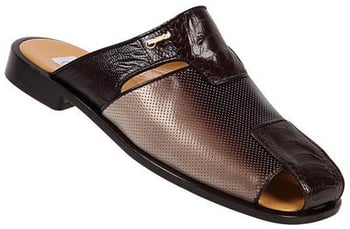 Mauri 1987 Dark Brown Genuine Ostrich Leg /  Multipatent Perforated Sandals