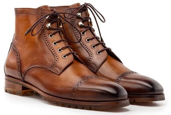 Paul Parkman Brown Burnished Genuine Leather Cap Toe Boots BT9566-BRW.