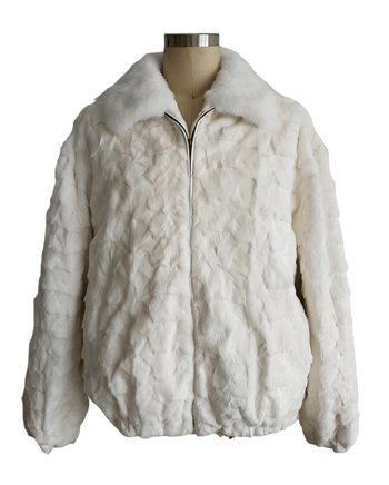 Winter Fur White Genuine Diamond Mink Bomber Jacket M49R01WTM.