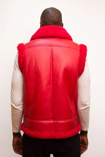 G-Gator #5600 Red Sheepskin Zip Buckle Collar Vest