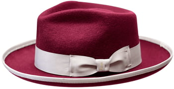 Bruno Capelo Burgundy / Silver Contrast Banded Australian Wool Fedora Hat NI-691