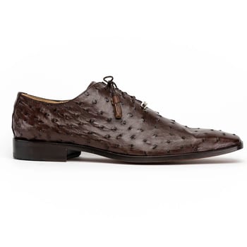 Marco Di Milano Criss Brown Fully-Wrapped Genuine Ostrich Quill Oxford Shoes