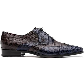 Marco Di Milano "Luciano" Navy / Brown Genuine Caiman Crocodile Dress Shoes