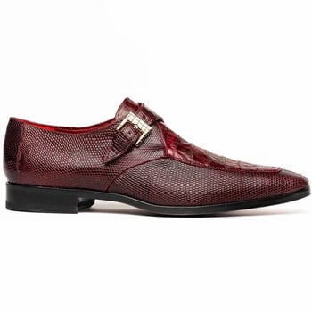 Marco Di Milano "Toluca" Wine Genuine Caiman Crocodile And Lizard Dress Shoes