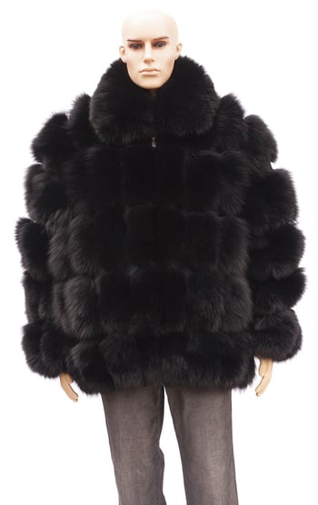 Winter Fur Black Full Skin Fox Jacket With Fox Collar M41R01BK