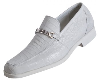 Mauri 4692/2 White All Over Genuine Body Alligator With Bracelet Loafer Shoes.