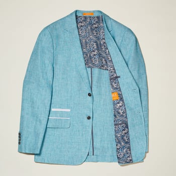 Inserch Aqua Blue Hand Woven Irish Linen Modern Fit Blazer 535