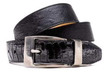 Marco Di Milano Alessio Belt Black Genuine Ostrich Exotic Belt