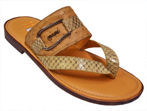 Mauri "1215" Brown / Beige Genuine Ostrich / Python Sandals.